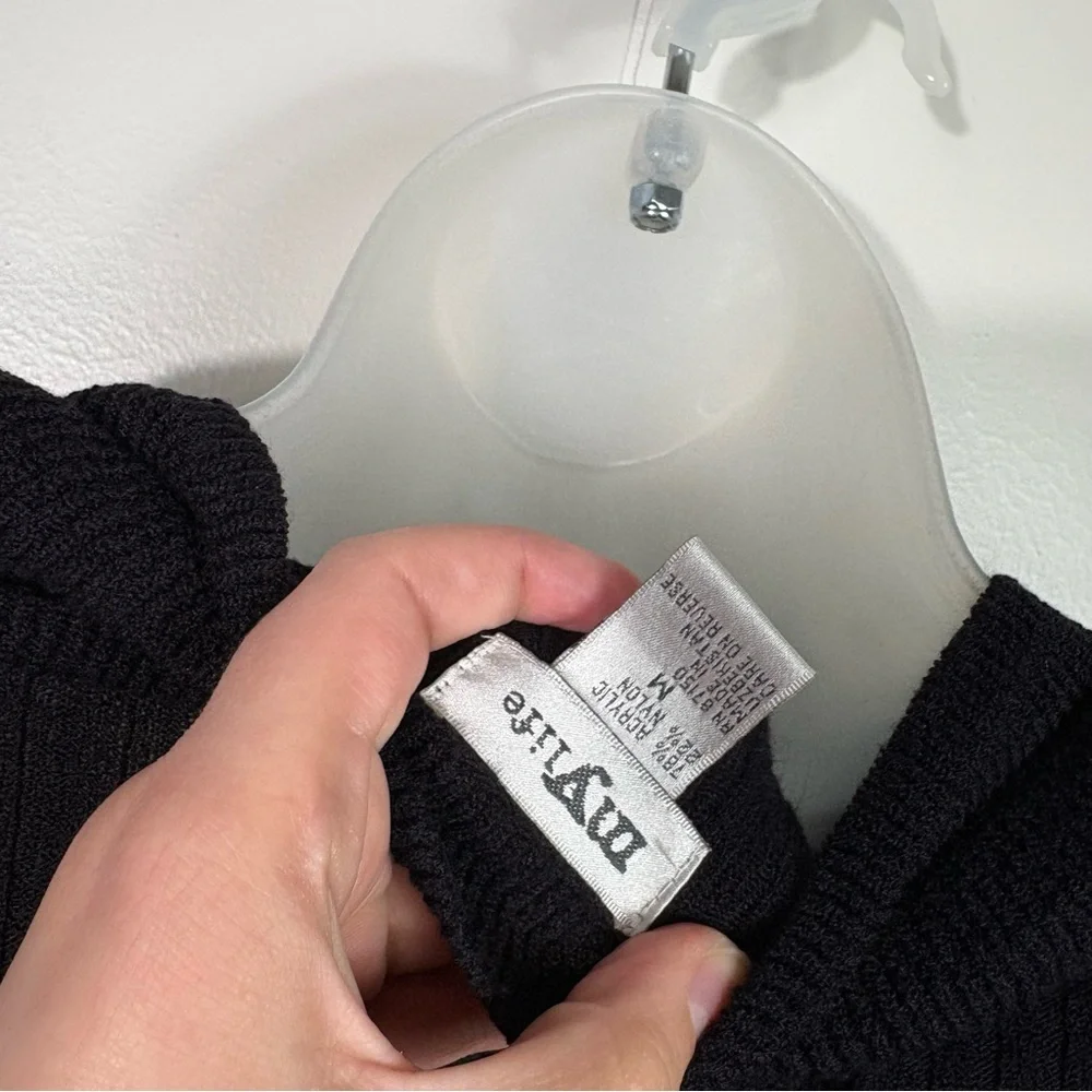 MyLife Vintage Y2K Dark Purple Ribbed Whimsigoth Goth Ruffle Neck Cardigan M - Picture 6 of 7